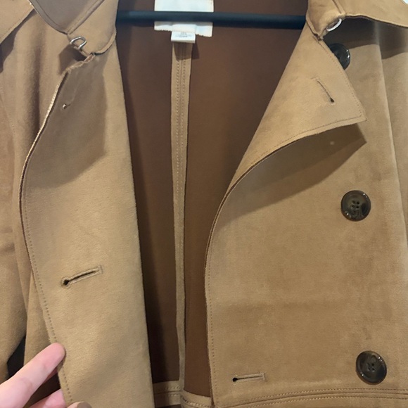 H & M Double-Breasted Faux Suede Trench Coat - Picture 3 of 3